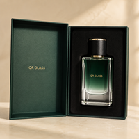 Flacon de parfum carré en verre de luxe personnalisé 30ml 50ml 100ml avec bouchon en bois, flacons de parfum vides à vaporisateur vert dégradé avec boîte