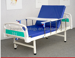 I Care Manual Adjustable Hospital <b>Bed</b> with ABS Headboard, <b>Side</b> <b>Rails</b>, Dining Table, IV Pole, and Wheels for Patient Care - Product Image 5