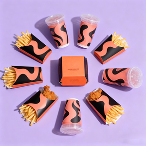 Boîte d'emballage alimentaire personnalisée en papier kraft gaufré pour frites, sac à emporter de qualité alimentaire pour burgers et nuggets de poulet - Product Image 3