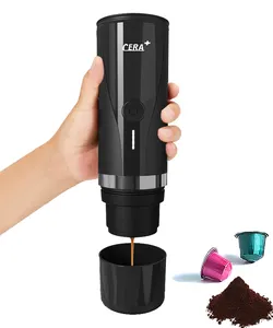 Máquina de café expresso elétrica portátil, com auto-aquecimento de 3-4 min, 20 bar, mini cafeteira automotiva 12v 24v, cápsula compatível