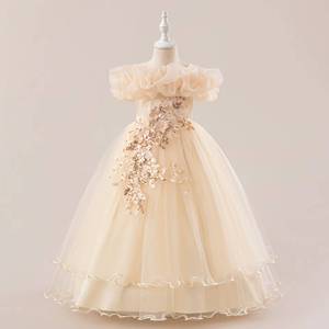 Robe de princesse bouffante vintage à sequins et fleurs, asymétrique, pour filles, idéale pour les fêtes d'anniversaire et les spectacles sur scène - Product Image 3