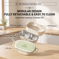 Große Kapazität 1000ml Edelstahl Bento-Box Mit Klappbarem Griff Silikon Auslaufsicherer Ring Lebensmittelechtes PP Besteck für die Arbeit