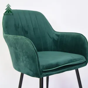 Excellent quality fabric factory price chairs green velvet black metal dining chairs for living room dining room