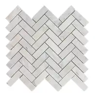 Cilalı 1x3 balıksırtı İtalya beyaz gri Carrara mermer mozaik karo banyo ve mutfak için