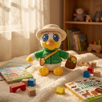 Peluche personnalisée en forme de canard de dessin animé, jouet en peluche doux, personnage en peluche, OEM ODM, faible MOQ, cadeau en gros