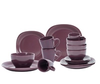 Service de table professionnel de luxe classique en grès violet de 16 pièces, économique et compatible lave-vaisselle, idéal pour les repas quotidiens