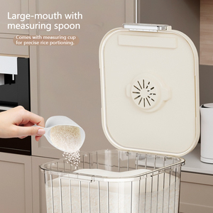 Scale Rice Bucket <strong>Triple</strong> Layer Seal Eco Friendly Durable Freshness Preservation Design Transparent PET Material Large <strong>Storage</strong> - Product Image 3