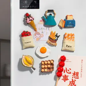 नई आगमन टमाटर अंडा रोटी Durian बर्फ-क्रीम फ्रिज मैग्नेट सिमुलेशन खाद्य गहने चुंबकीय स्टिकर 3D राल फ्रिज मैग्नेट