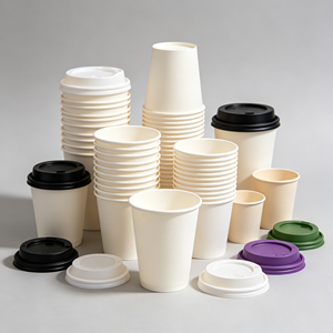 Gobelets à café en papier à double paroi avec logo personnalisé, écologiques, jetables, pour boissons chaudes, gobelets à thé en papier avec couvercle - Product Image 1