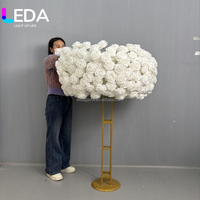 LEDA Centre de table floral artificiel en soie faite main, roses blanches, pour mariage