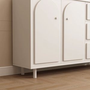Cream Colored Sideboard Modern Minimalist Design <b>Storage</b> Unit Living <b>Room</b> <b>Cabinet</b> - Product Image 1