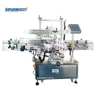 Máquina Etiquetadora Automática de Doble Cara con Motor Neumático PLC SIPUXIN para Botellas Planas, Alta Precisión, para Cosméticos, Lociones y Champús