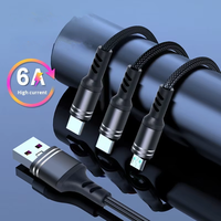 Câble de charge USB super rapide 3 en 1 de 1,2 m 6A pour Micro Type C USB vers Type C Câble de charge rapide USB