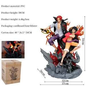 50cm PVC Anime dibujos animados cuatro emperadores modelo coleccionable muñeca juguete mono D. Luffy Shanks Figura One Pieces Light Toy Box - Product Image 2