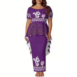 Nuovo Elegante Abito Aderente a Sirena Personalizzato, Vestito Polinesiano Puletasi, Design delle Isole del Pacifico, Abito con Maniche a Sbuffo, Abbigliamento Femminile 2 Pezzi - Product Image 4