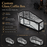 Boîte à bijoux en verre faite à la main en forme de cercueil, avec toile d'araignée, cadre métallique gothique soudé, vitrine d'Halloween, boîte à souvenirs décorative
