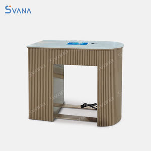 Mesa de manicura doble de escritorio de salón de cristal para uñas - Product Image 1