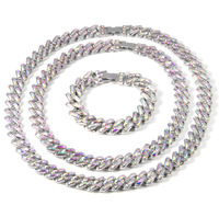 Collier chaîne cubaine glacée plaqué argent, style hip-hop, pour femmes et hommes, en or 18 carats, avec moissanite, modèle Madonna YL56, vente en gros