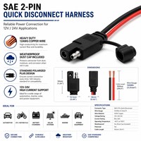 Konektor Otomotif SAE 4-Pin Terpolarisasi Quick Disconnect 5-Pack 12AWG 30A Kuningan Berlapis Timah Tahan Air IP65