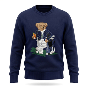 Suéter de Punto Grueso 7GG para Hombre, Estilo Preppy <span class=keywords><strong>Vintage</strong></span>, con Jacquard de Oso, Diseño Retro con Estampado Animal, Mezcla de Lana, para Invierno - Product Image 1