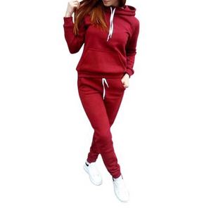 Nouvel ensemble de survêtement pour femme avec capuche, design personnalisé, logo brodé, haut et bas, 100% coton, pour le sport, la gym, la détente - Product Image 1