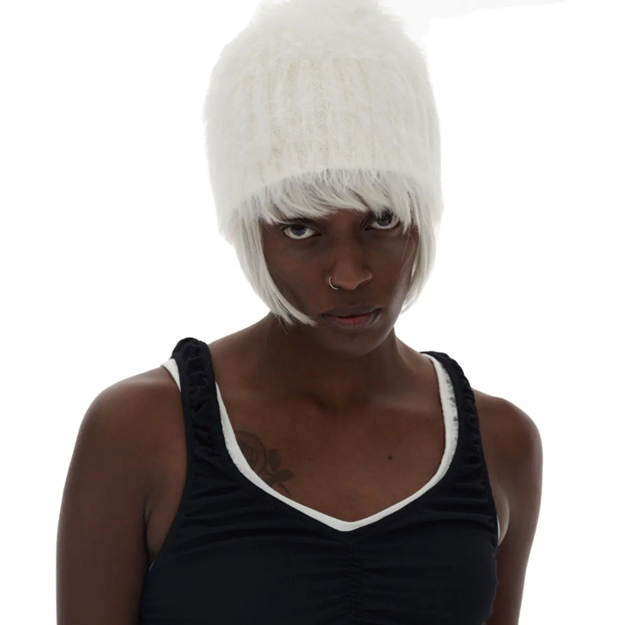 قبعة الشركة المصنعة للجنسين بالجملة أسود فروي الموهير الاكريليك متماسكة قبعات مخصصة