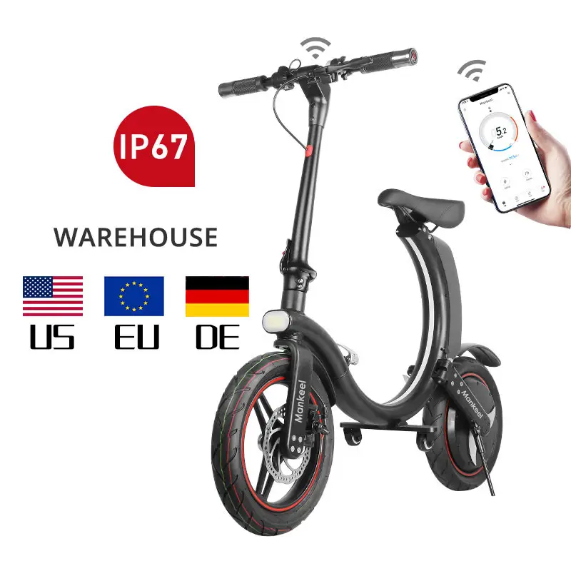 MK114 Large Stock EU warehouse 350W 14inch Folding Bicycle Electric Bike With App
