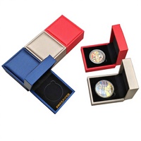 Boîte de rangement haut de gamme pour pièces commémoratives d'affaires, modèle 0982, en cuir PU, étui de collection de pièces, boîte cadeau pour badges, emballage avec logo