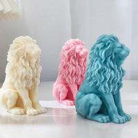 Moule à bougie en silicone en forme de lion 3D, moule animal, moule à cire fait à la main, fournitures d'artisanat