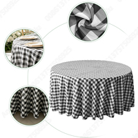 Nappe ronde à carreaux noirs et blancs ANNIELU pour banquet de mariage, nappes à carreaux personnalisées pour tables rondes, événements, fêtes