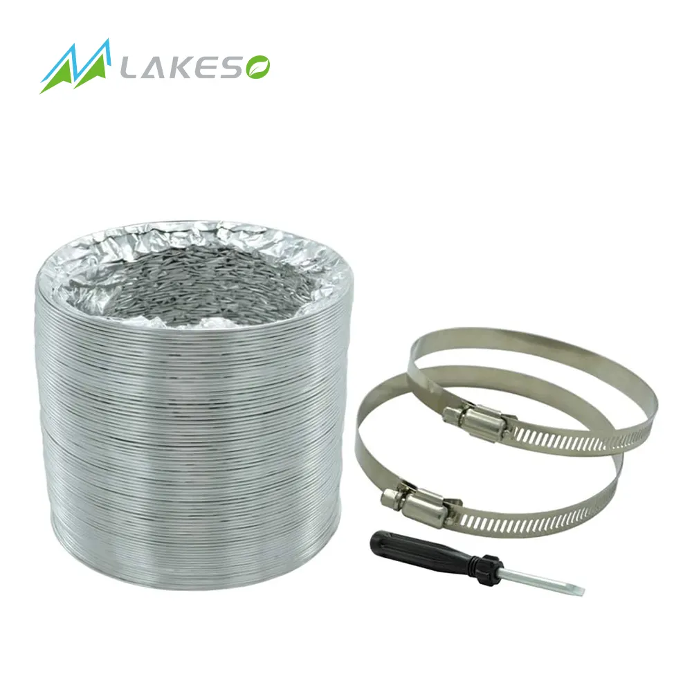 Lakeso Aluminiumrohr Aluminiumfolie flexibles Rohrrohr Lüftungsrohr Belüftungsrohr Trocknerohr