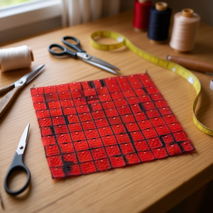 Tessuto per Punto Croce a Quadretti Rosso 30QB-008, Motivo Tessile per Progetti di Cucito - Product Image 2