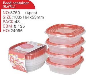 Contenedor hermético de alimentos, juego de contenedores de almacenamiento de alimentos con tapa de bloqueo, 0,67l, 4 Uds. - Product Image 2