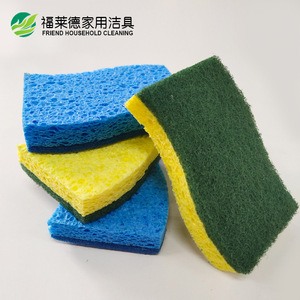 Esponja de doble cara para lavar platos, rectangular, azul y verde, para limpiar ollas y sartenes - Product Image 2