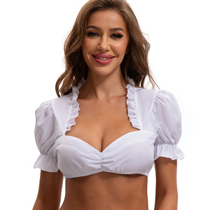 Top Bávaro Blanco para Mujer, Talla Grande, Disfraz de Oktoberfest, Tallas S a 5XL - Product Image 3