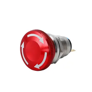 19mm Dpdt kırmızı mantar tipi elektrikli su geçirmez normalde kapalı acil durdurma basmalı düğme anahtarı