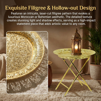 Table d'appoint pliante en métal doré de style marocain KD Design, idéale pour la décoration intérieure – Vente en gros