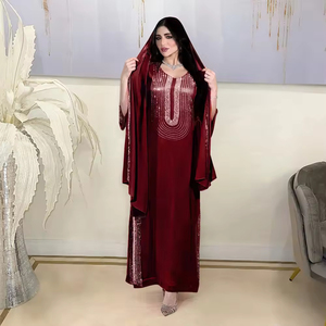 Ropa Étnica Musulmana OEM, Vestido Largo Decorado con Pedrería Brillante, Elegante, Modesto, Tradicional Islámico, Informal para Uso Diario - Product Image 4