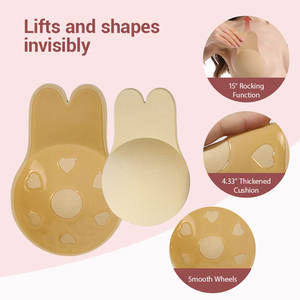 Cache-Mamelons Confortables et Réutilisables en Silicone Oreilles de Lapin pour Femmes Grandes Tailles, Soutien-Gorge Adhésif Push-Up Sans Dos et Sans Bretelles - Product Image 6