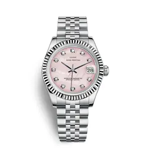 Relógio de pulso feminino lgxige lw052, relógio de quartzo exclusivo de prata com pulseira de aço inoxidável luminosa, calendário, minimalista