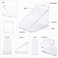 Présentoir surélevé en acrylique transparent incliné pour chaussures, étagère de présentation de baskets, base avec logo OEM pour plateforme de magasin de détail