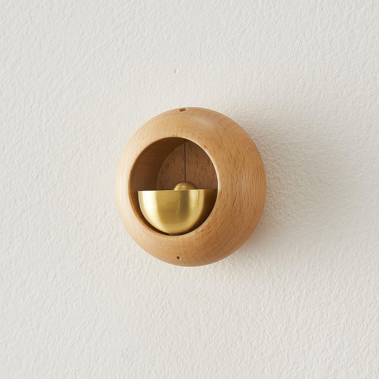 Timbre De Puerta Decorativo - Campana De Madera Y Latón - Sonido Suave Y Relajante