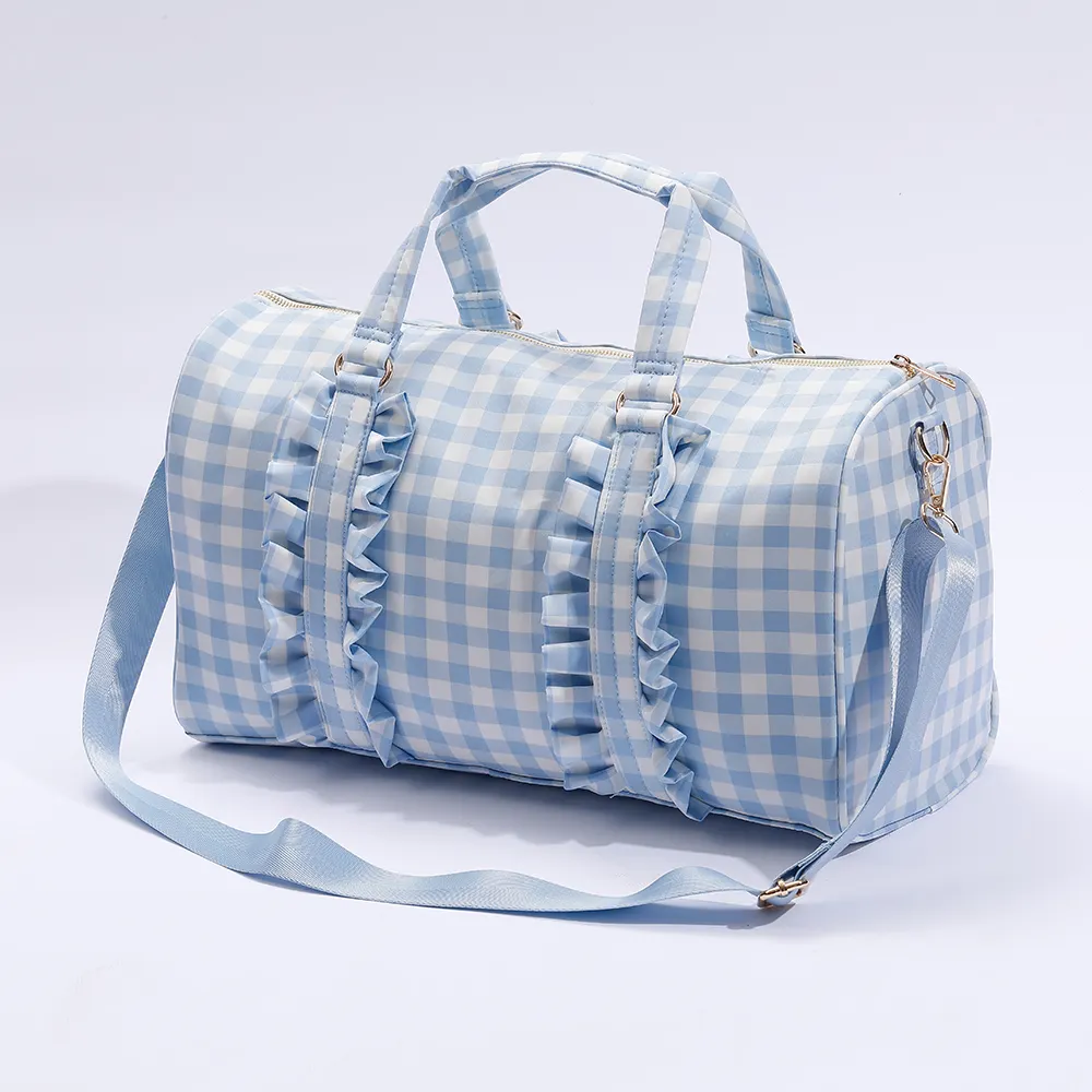 2024 nuovo simpatico rosa verde blu Weekender ragazze durante la notte borffel palestra balze Gingham borse a quadri Weekender borse da viaggio borse da viaggio