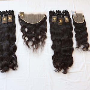 Cuticule de vison brut vietnamien alignée cheveux humains vierges cheveux indiens bruts faisceaux raides bouclés avec fermeture frontale en dentelle - Product Image 2