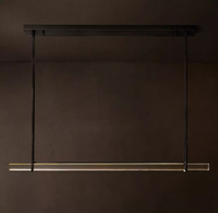 Suspension linéaire moderne en laiton et acier avec cristaux K9 pour îlot de cuisine et salle à manger, éclairage LED suspendu