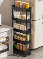 Étagère de rangement multi-niveaux mobile sur pied pour cuisine, salon, armoire - Chariot à collation pliable en plastique écologique