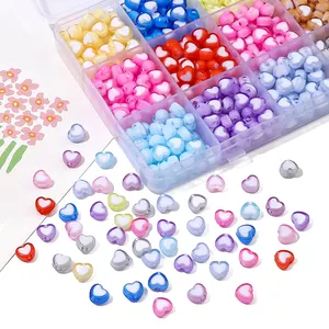 Wholesale Transparent Acrylic 2 Colors Heart Loose Beads For Designer DIY Jewelry Bracelet Necklace Charm Accessories Making