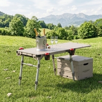 Nouvelle table de camping pliable, chariot portable à quatre roues et roulettes amovibles, capacité de charge de 100 kg, outils de camping en plein air