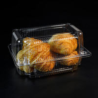 Emballage de boulangerie en plastique transparent PET, boîte à charnière transparente en plastique, conteneur à pain en plastique pour croissants