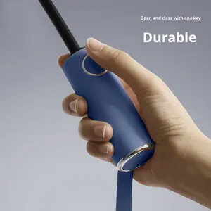 Nuevo Paraguas de Sol Plegable de Tres Secciones, Totalmente Automático, Color Negro Sólido, para Publicidad/Regalo, Fabricante, en Stock - Product Image 3